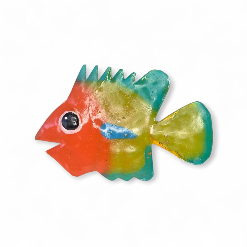 Tropical‎ Metal Handmade Recycled Angel Fish Art Wall Hanging Honduras